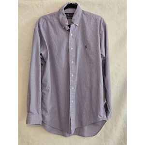 Ralph Lauren Blake Mens Size M Purple Button Down Shirt Long Sleeve Cotton Plaid